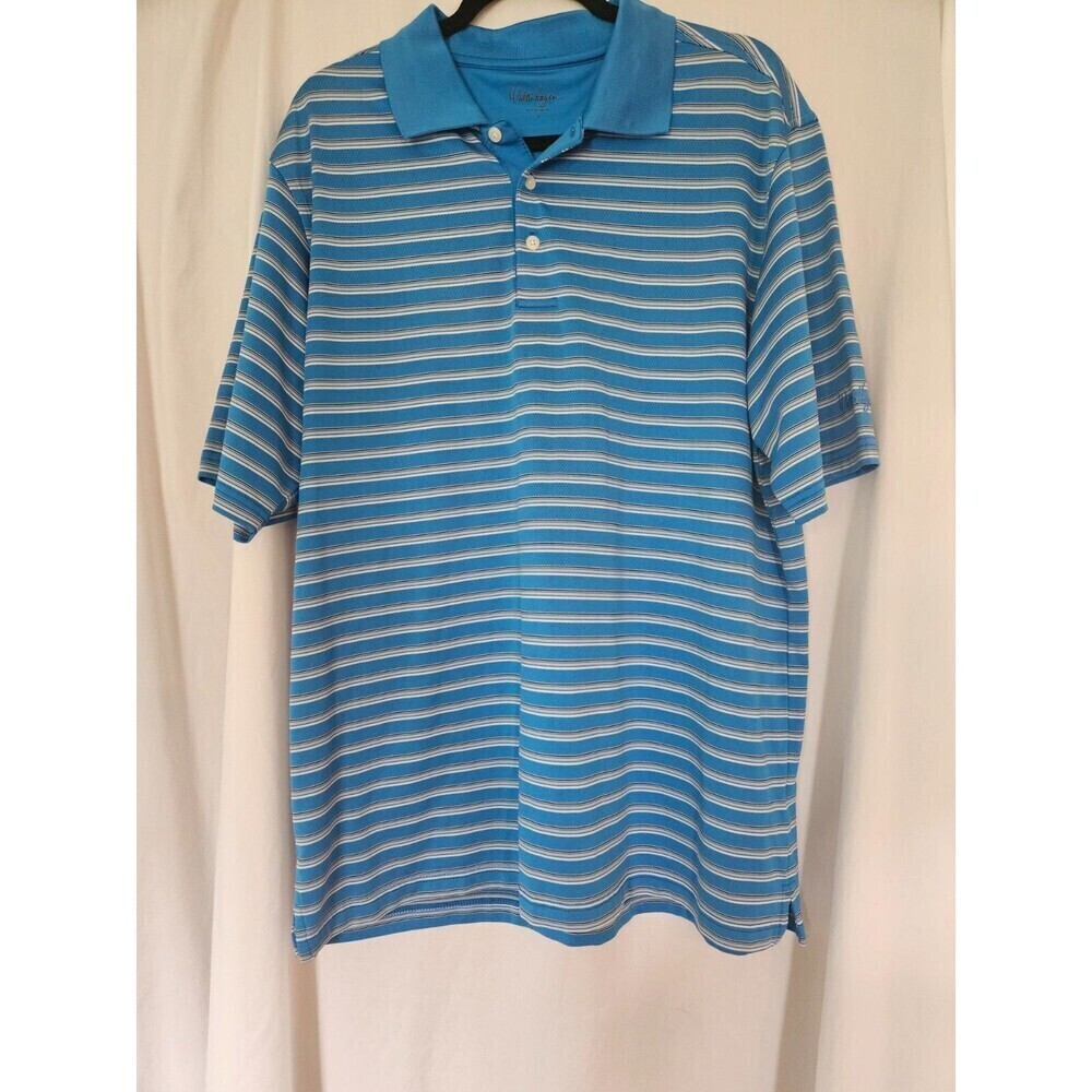Walter Hagen Polo Shirt Adult Large Blue Logo Striped Golf Golfer Casual Mens - Picture 1 of 8